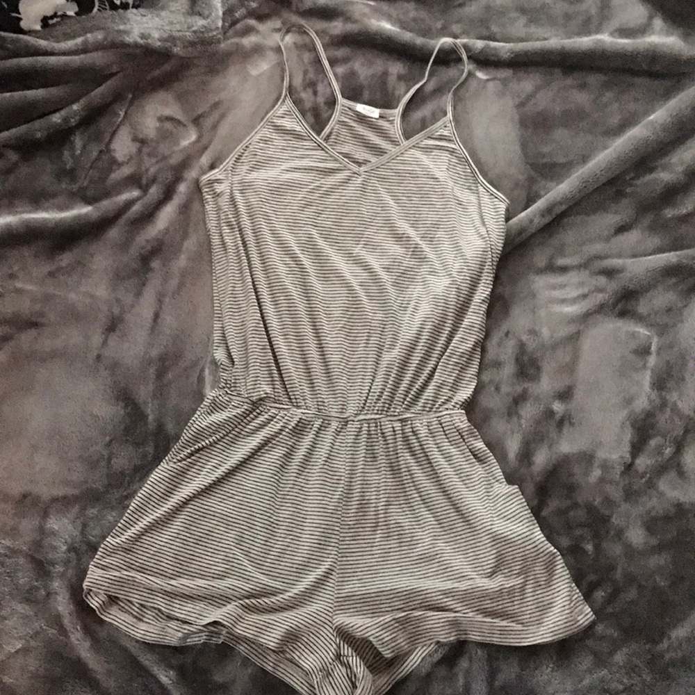 Black and White Stripped Romper (Brandy Melville)